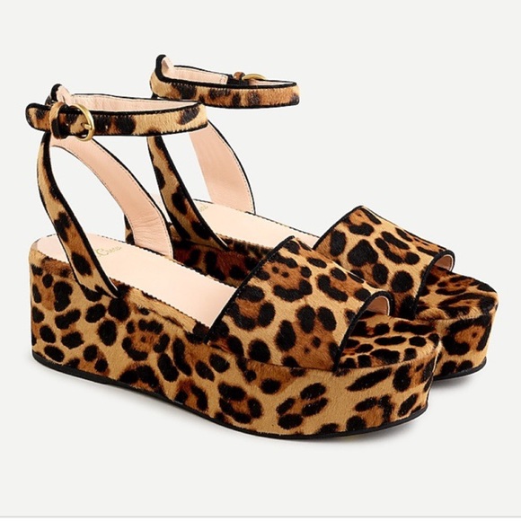 J. Crew Shoes - NWT J Crew Flatform Sandals in Leopard Calf Hair